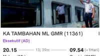 Kereta Api Tambahan relasi Malang-Gambir Jakarta.