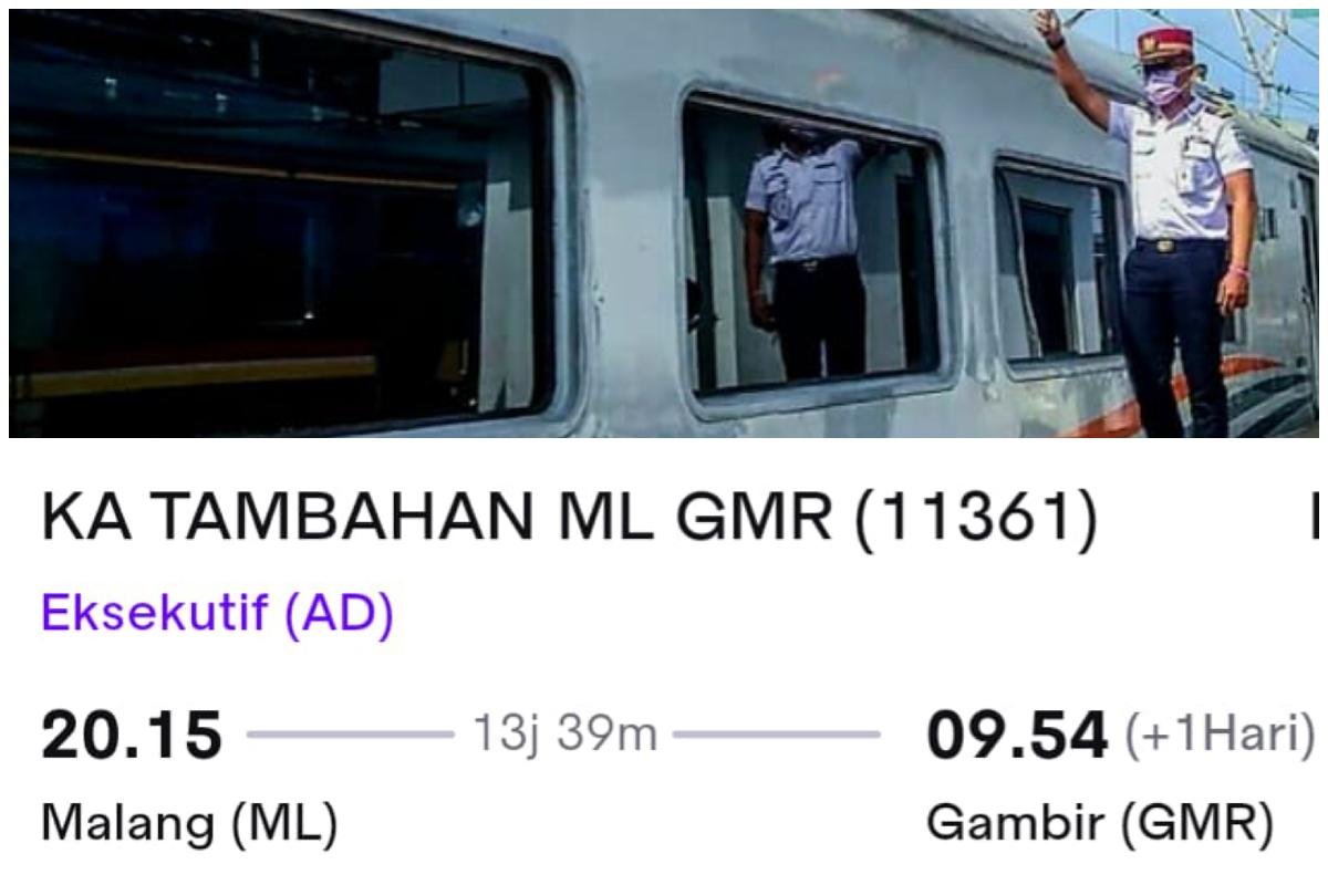Kereta Api Tambahan relasi Malang-Gambir Jakarta.