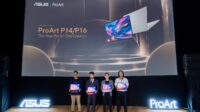 Adrian Pradipta, Rudy Salim, ⁠Lenny Lin dan Marcello Tahitoe, saat peluncuran Laptop Kreator ProArt P14 dan P16 Berteknologi NVIDIA RTX Spark